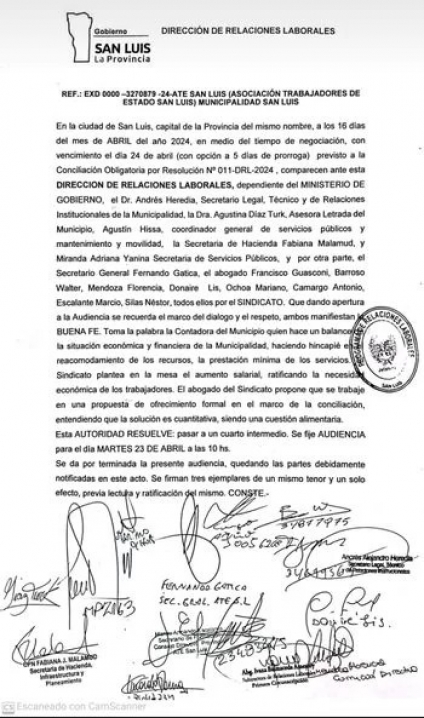 Se dicta conciliación obligatoria entre ATE y el Municipio de San Luis
