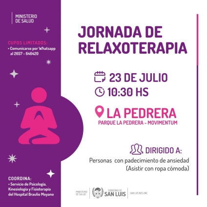 Dirigido a personas con padecimientos de ansiedad presentan "Jornada de Relaxoterapia"